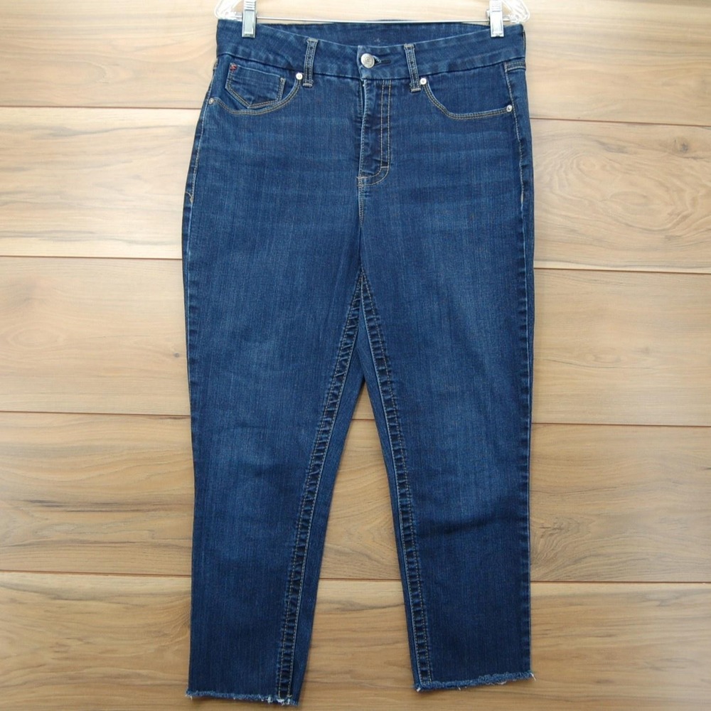 Seven7 Jeans Womens 12 Blue Ankle Skinny Frayed Hem Denim Mid Rise Five Pocket